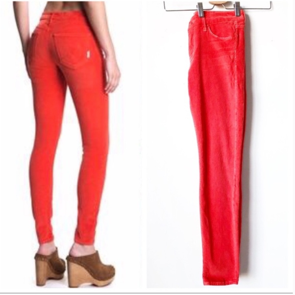 Mother Looker Low Rise Bright Orange Corduroy Jeans little bit Country Corduroy